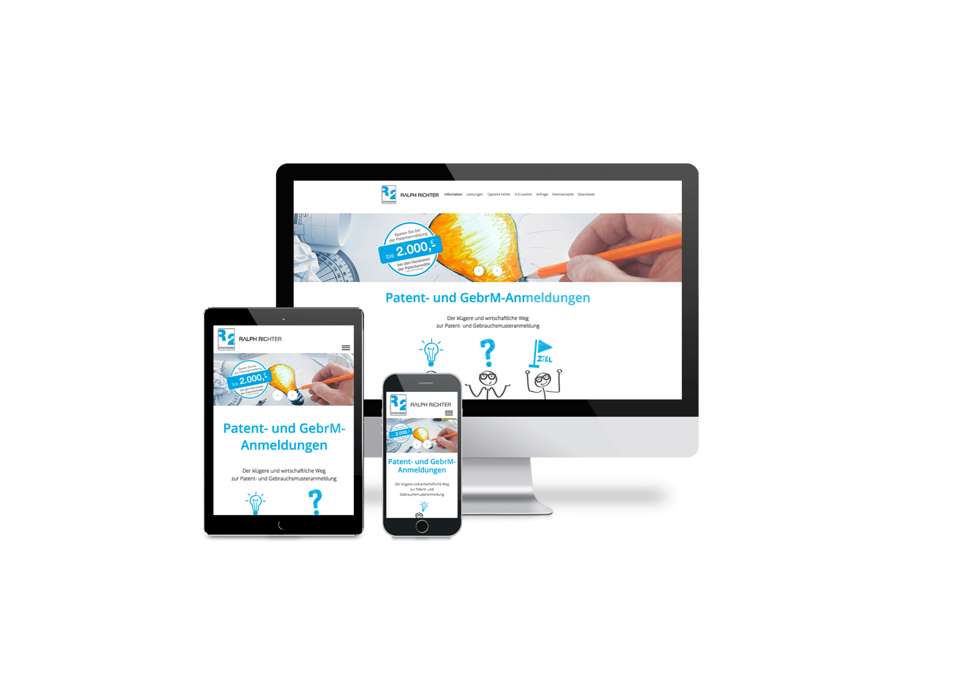 Auf einem Computer, einem Tablet oder einem Mobiltelefon wird eine Website angezeigt.
