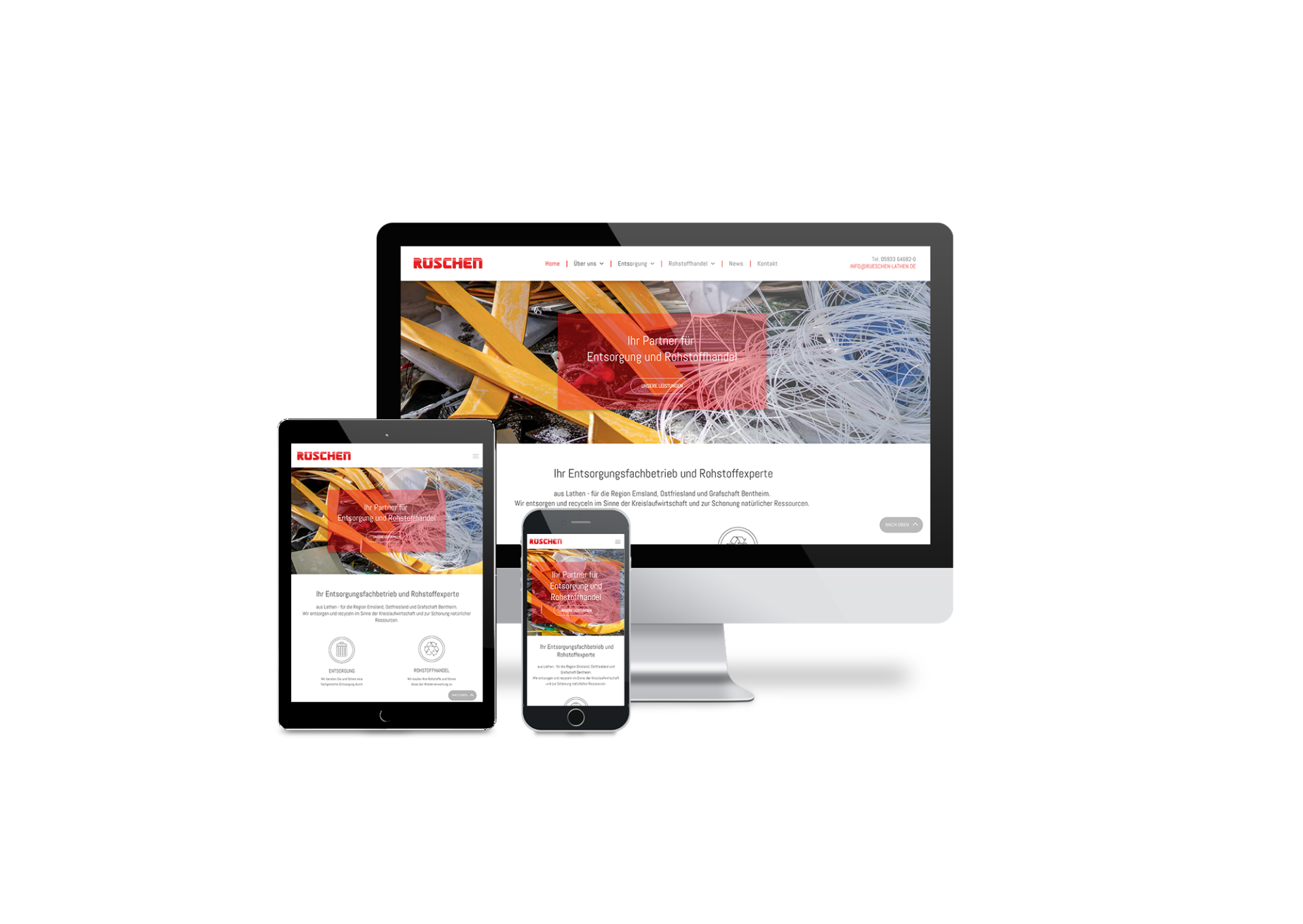 Auf einem Computer, einem Tablet oder einem Mobiltelefon wird eine Website angezeigt.