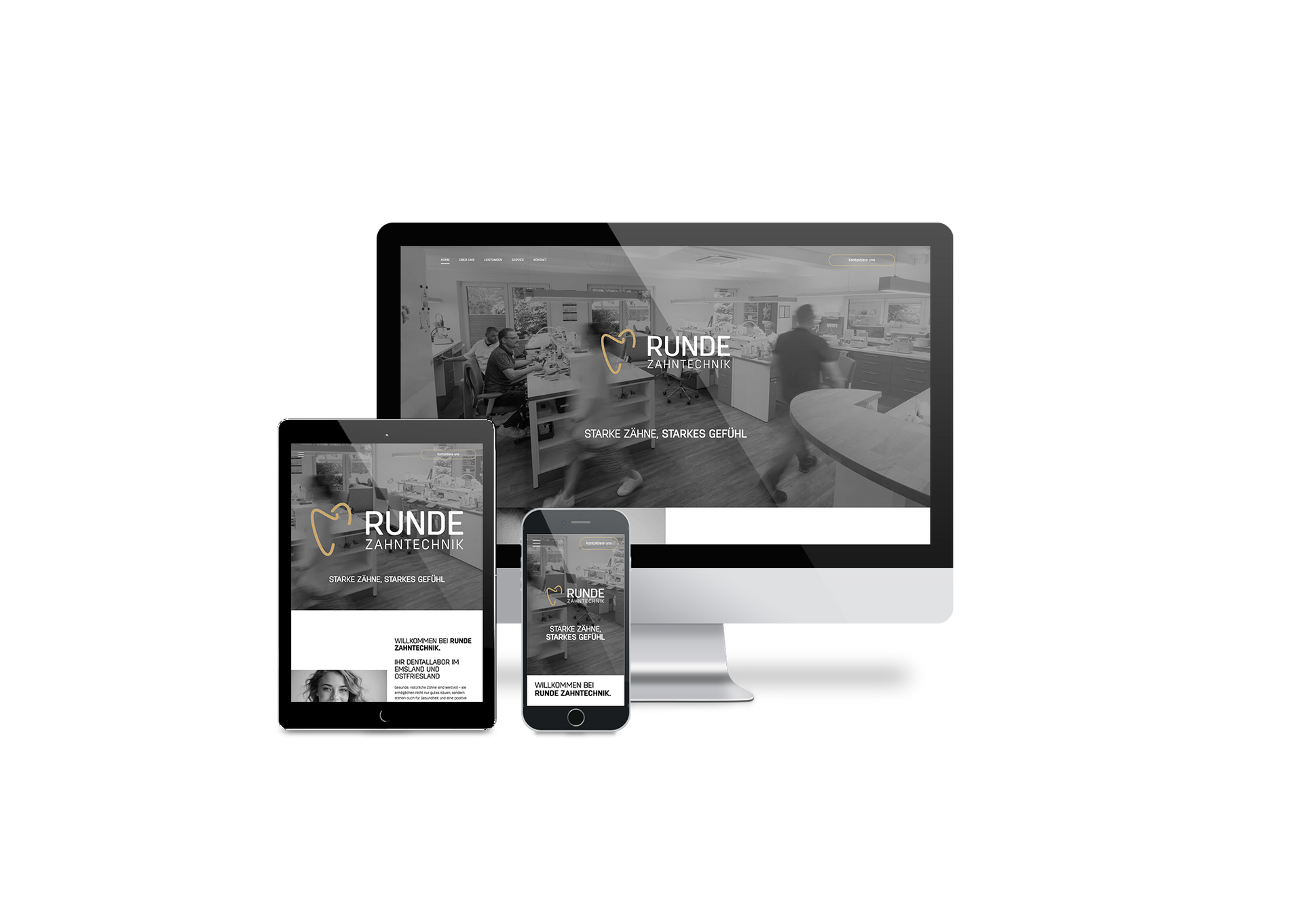 Auf einem Computer, einem Tablet oder einem Mobiltelefon wird eine Website angezeigt.