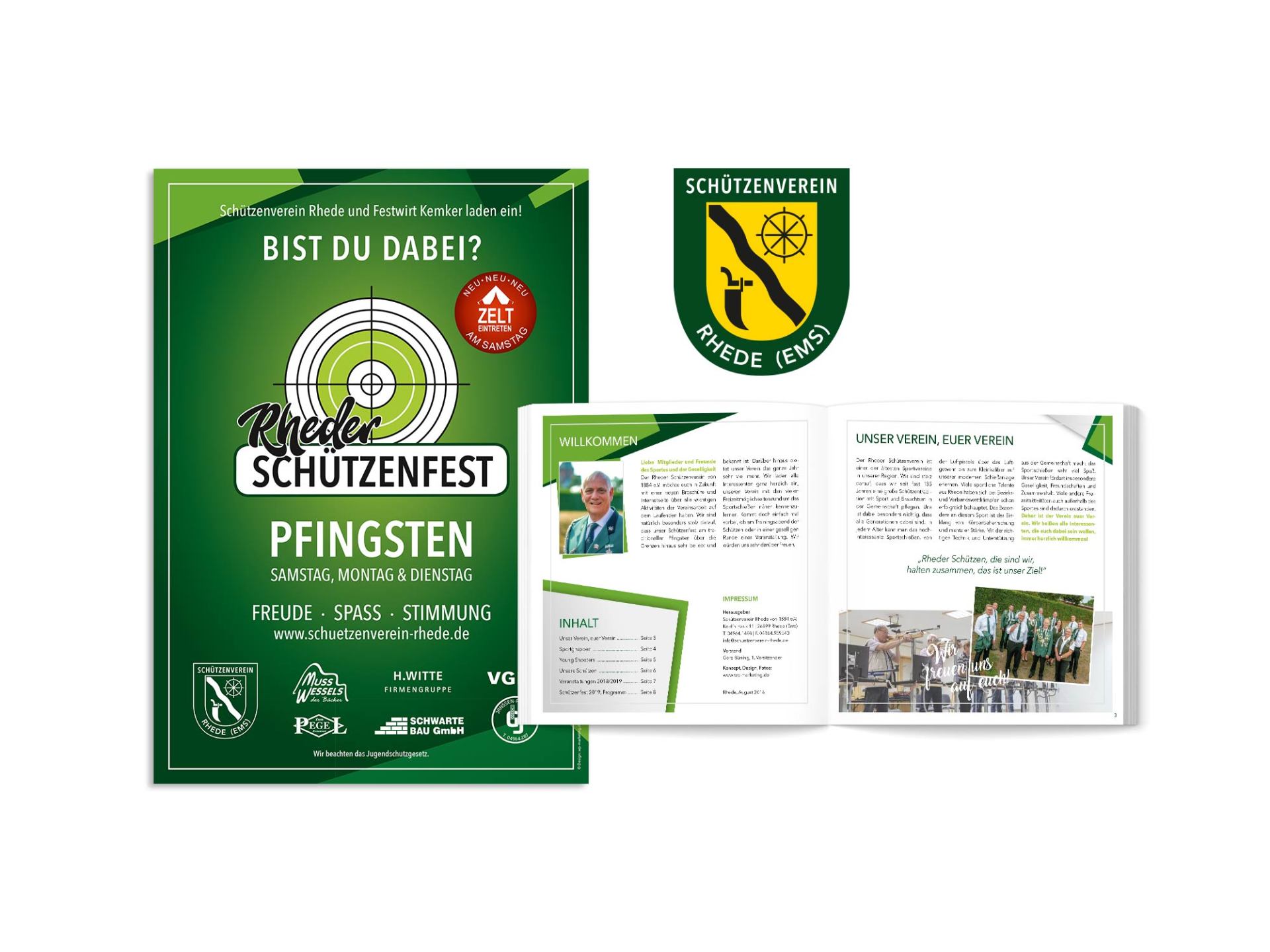 Eine Broschüre für ein Schützenfest mit einem Logo darauf.