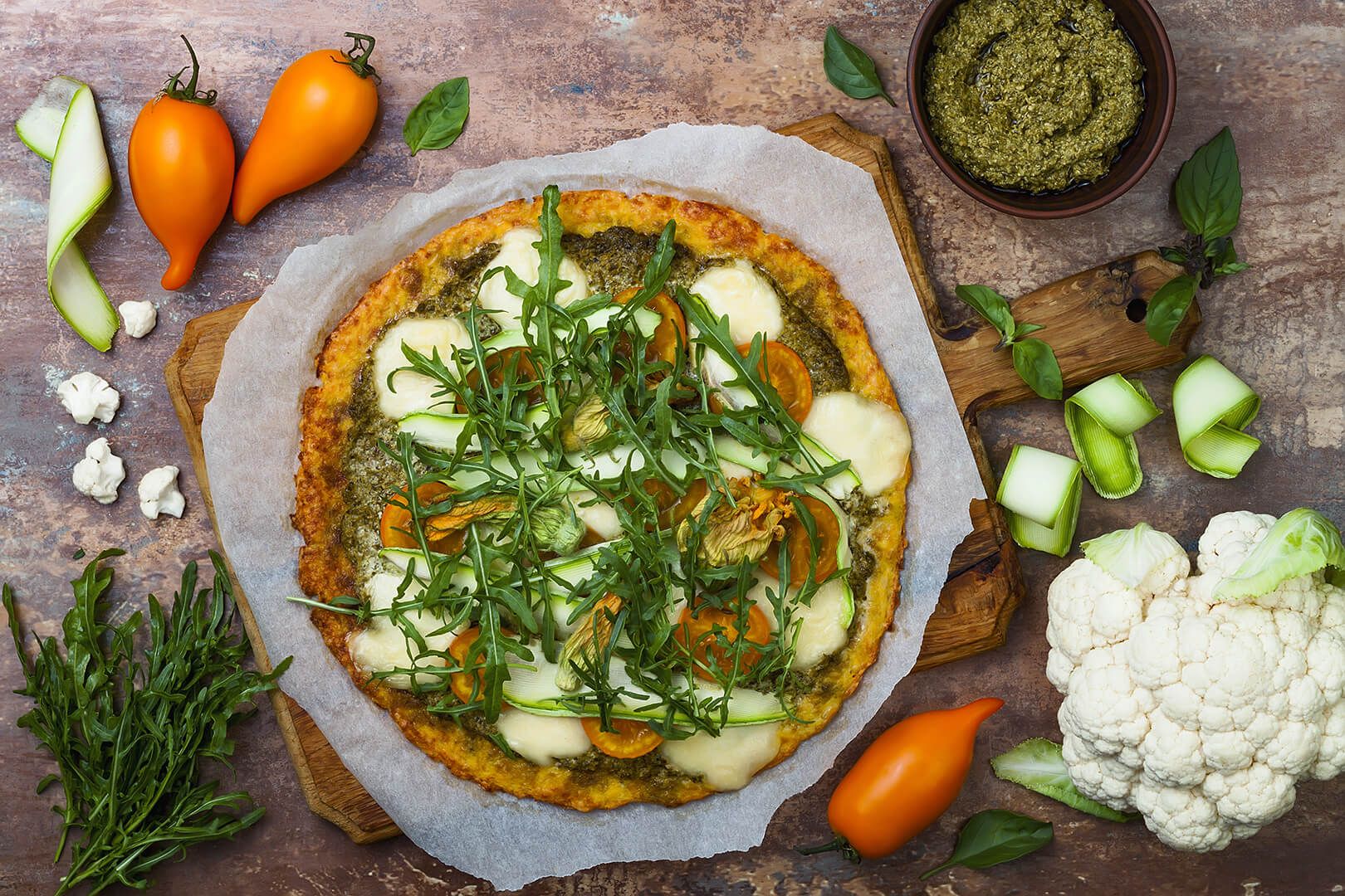 Bloemkool Pesto Pizza Gewichtsbeheersing van A tot Z Koolhydraatarm