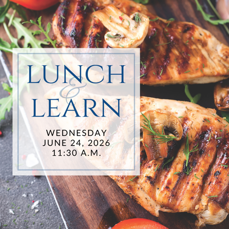 a plate of sandwiches on a table with the words lunch & learn on it