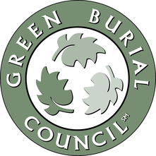 The logo for the green burial council shows leaves in a circle.