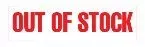 The word out of stock is written in red on a white background.