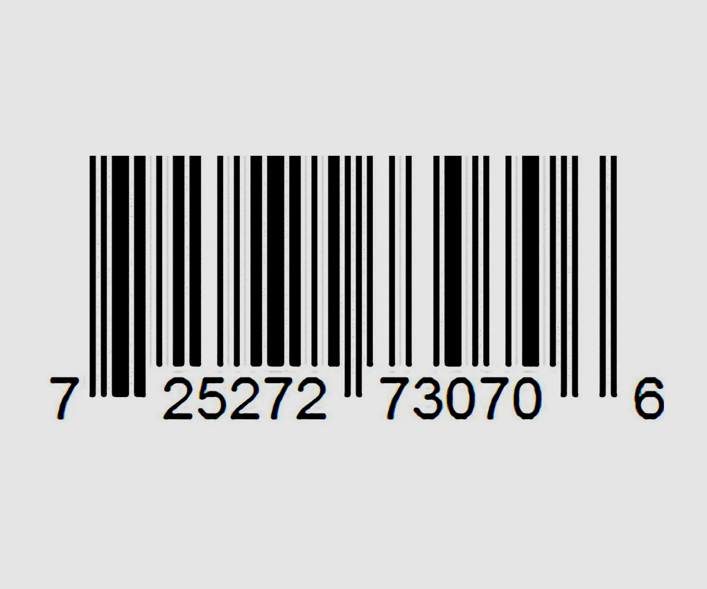 A black and white barcode with the number 7 on it