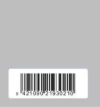 A barcode on a white label on a gray background.