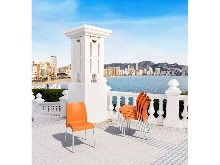 Orange Chairs on a White Tiled Balcony β Creative Commercial Furniture in Cairns City, QLD