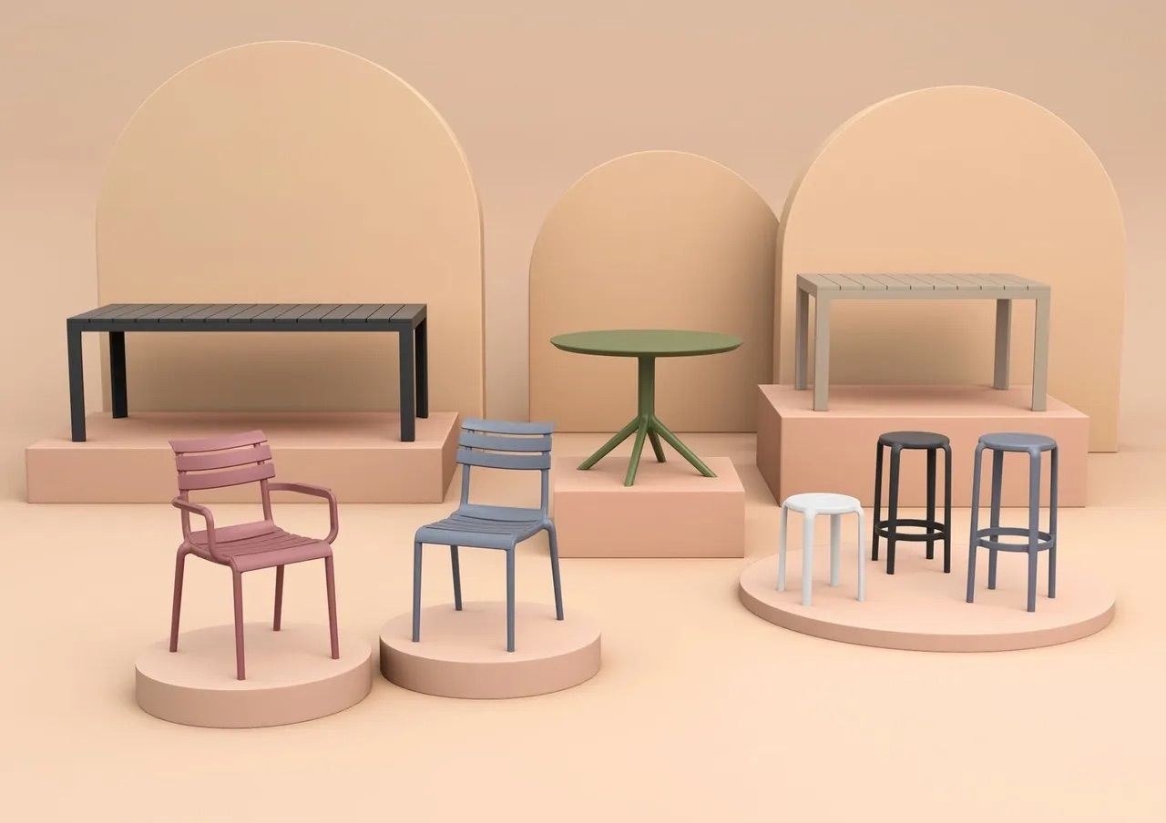 A Group of Chairs, Tables and Stools Sitting on Top of a Table β Creative Commercial Furniture in Cairns City, QLD