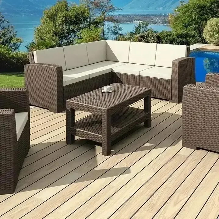 Outdoor Sectional Sofa and Coffee Table on Wooden Deck — Creative Commercial Furniture in Townsville, QLD