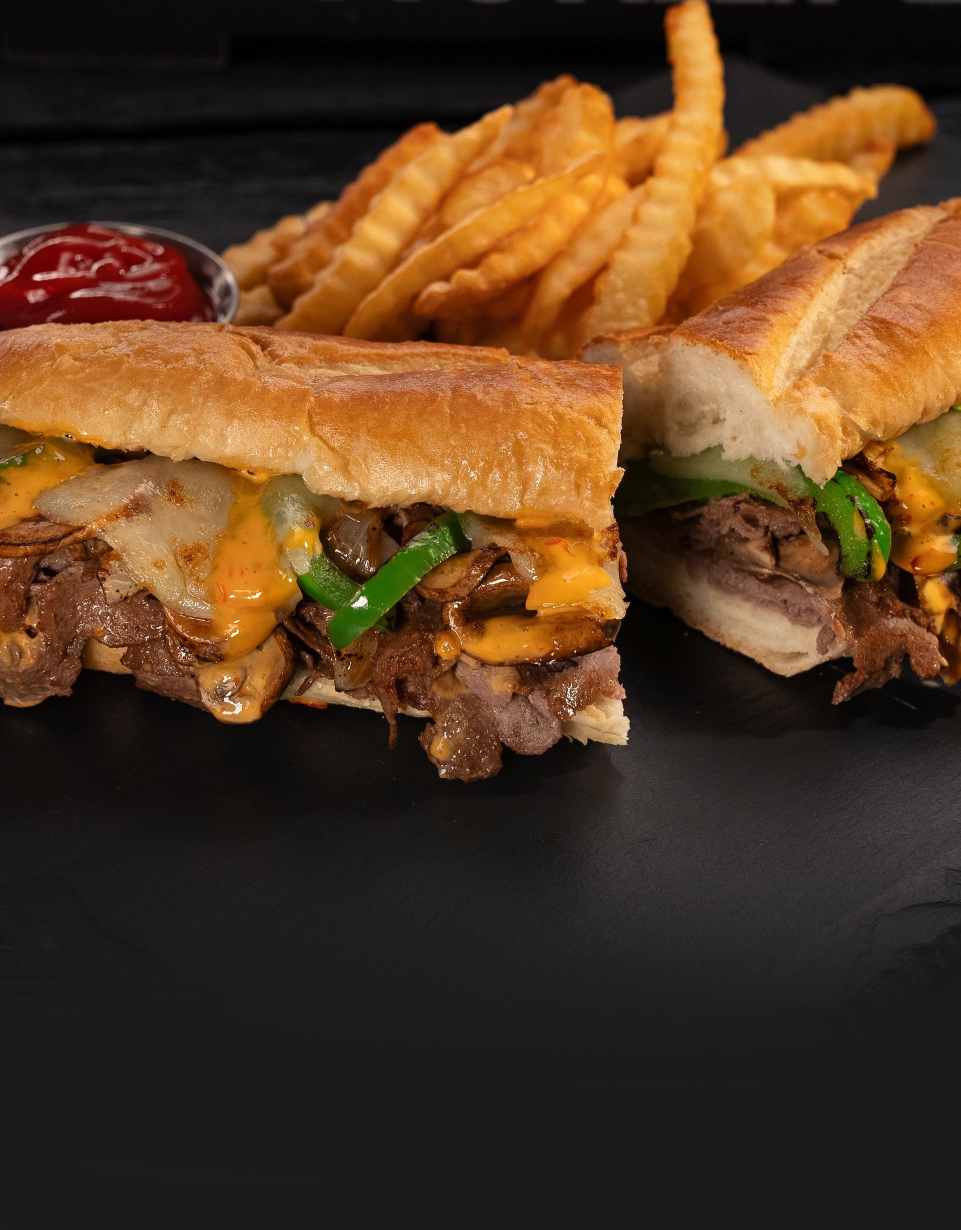 A Philly Steak sub from Happy's Pizza