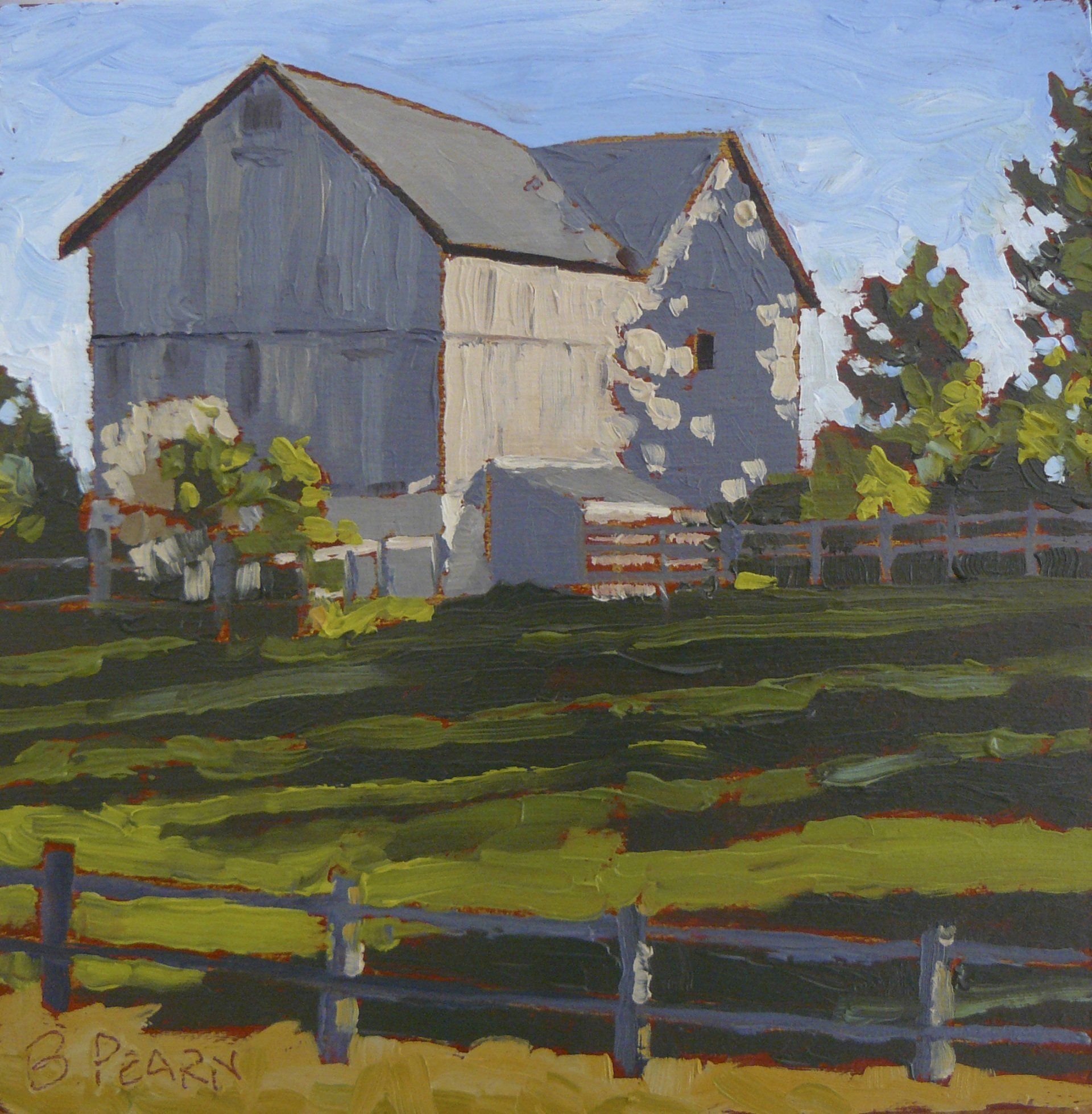 Early evening barn with shadows