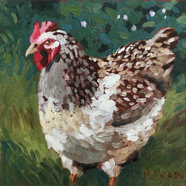 Desirees Hen oil painting.
