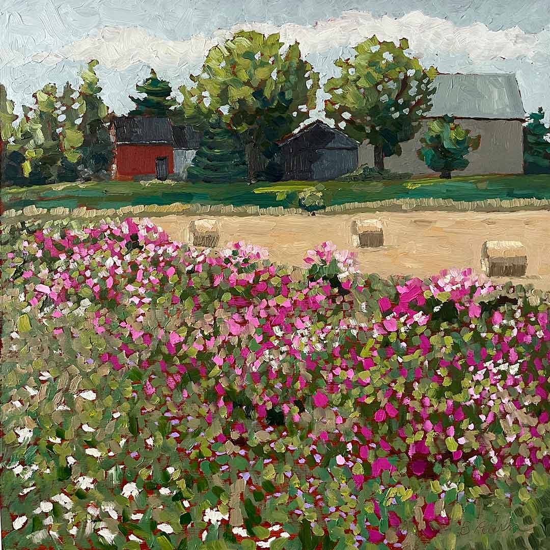 Sweet peas oil painting.