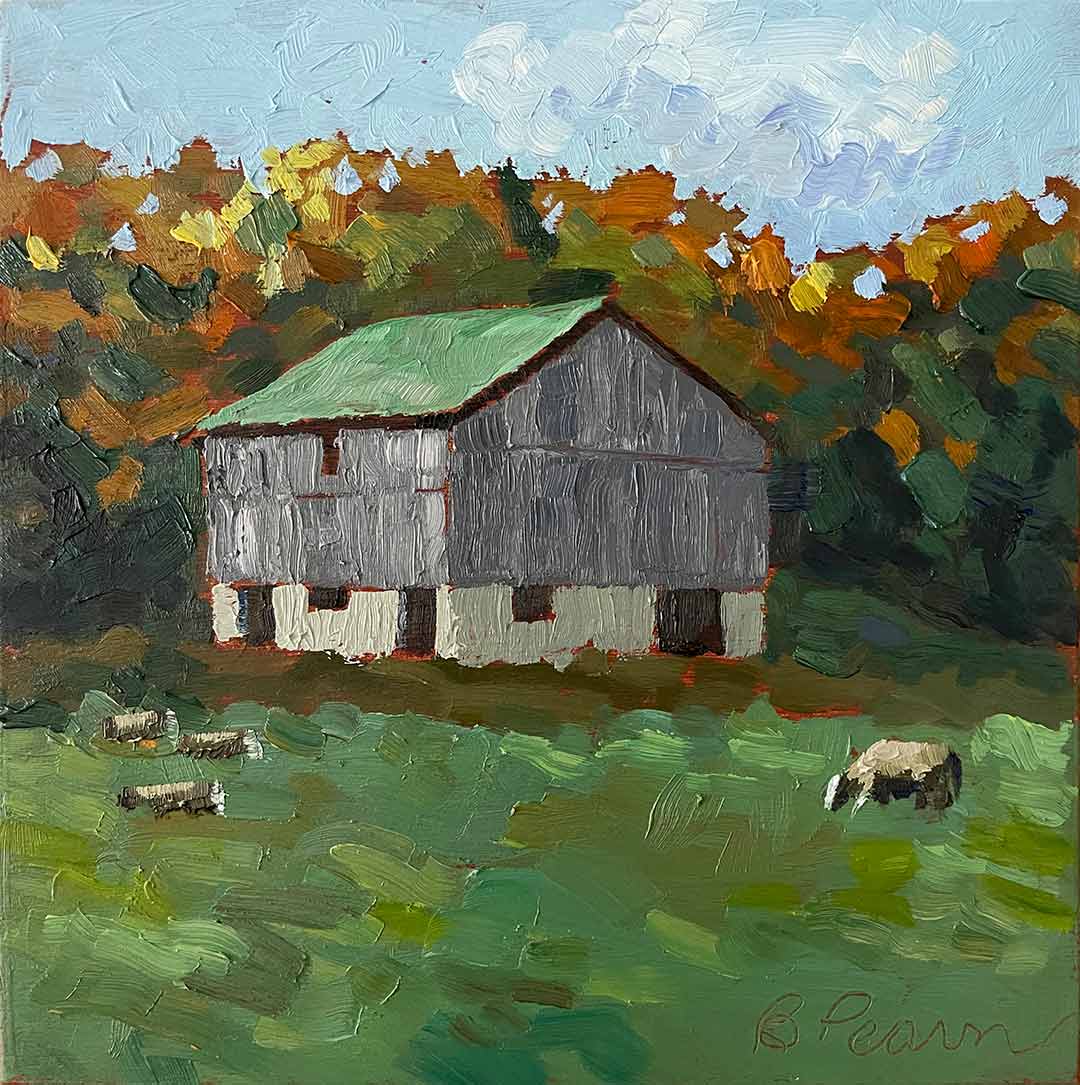 Peaceful Pasture oil painting.