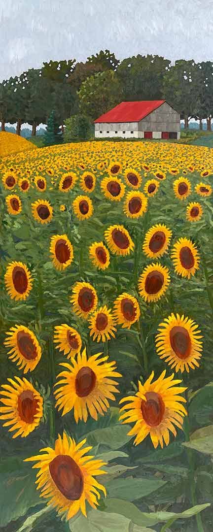 Sunflower oil painting vertical.