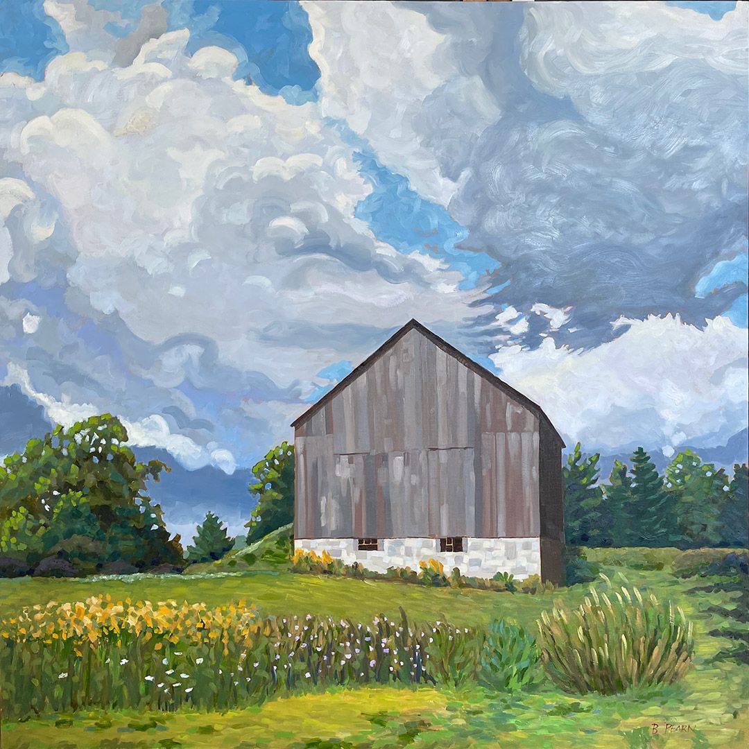 Grey Barn landscape oil painting