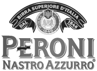 A black and white logo for peroni nastro azzurro