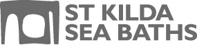 A black and white logo for st kilda sea baths