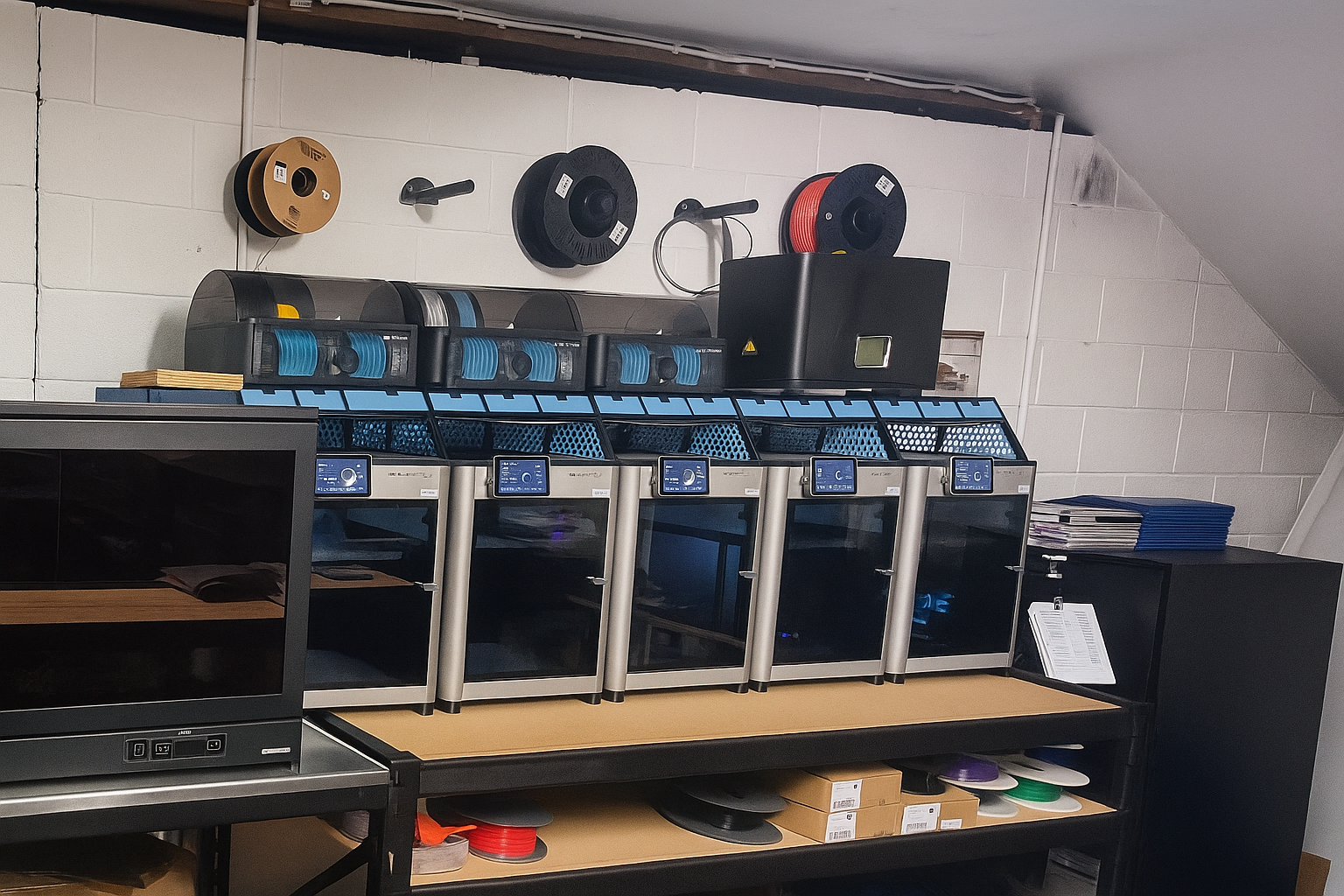A row of 3d printers are lined up in a room — 3D Tech In Sancrox, NSW