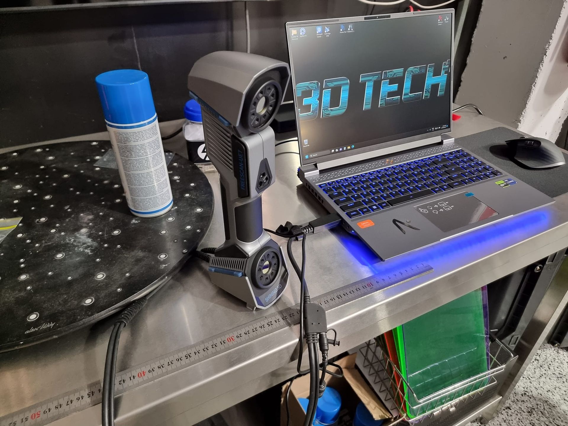 A laptop computer is sitting on top of a stainless steel desk. — 3D Tech In Sancrox, NSW