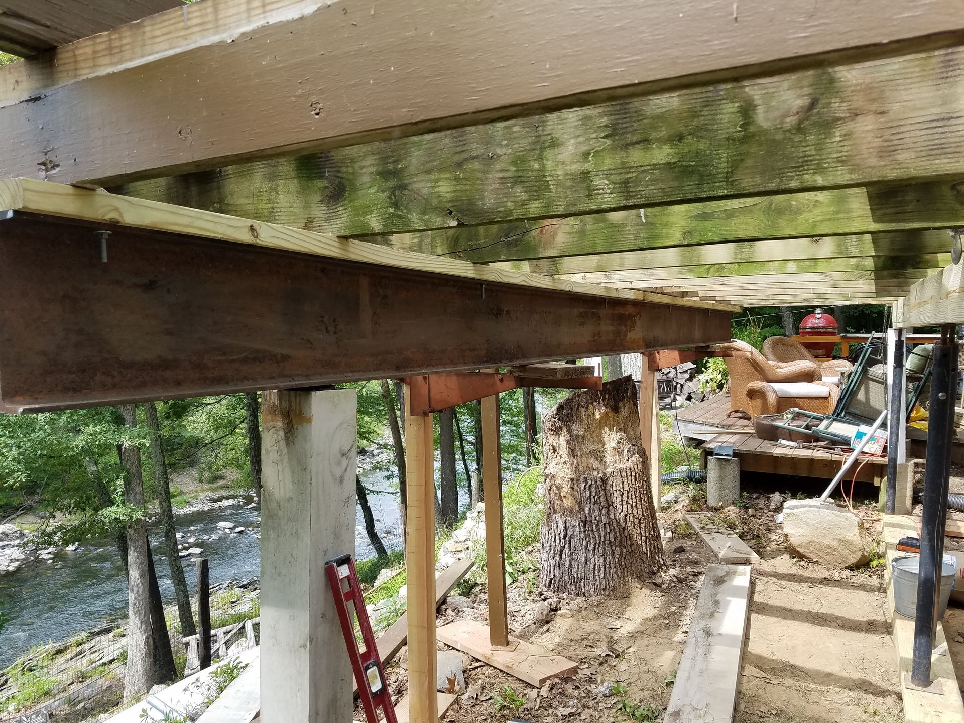 A deck construction​ in Glastonbury CT in progress - Exteriors of CT hard at work