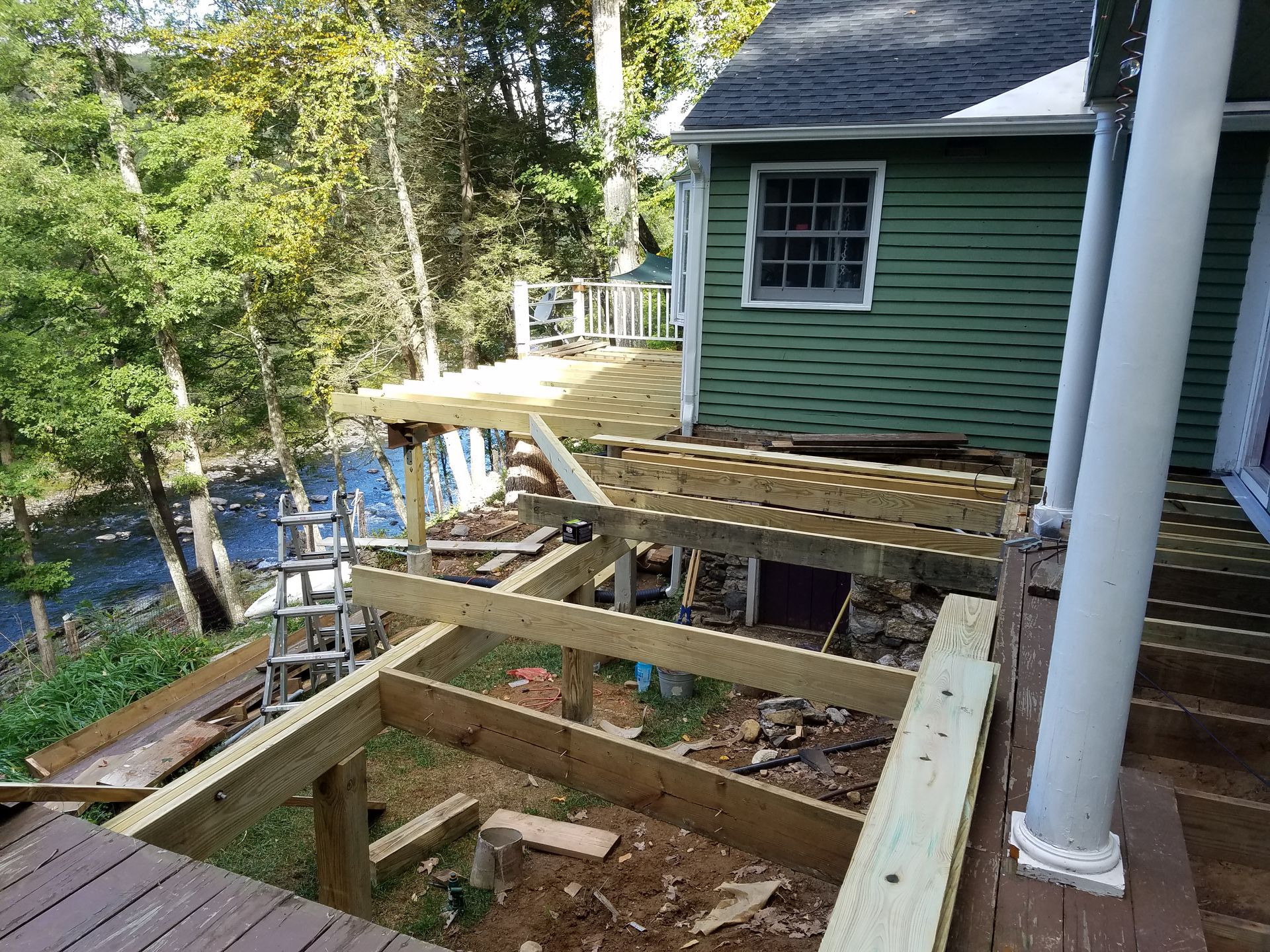 A deck construction​ in Glastonbury CT in progress - Exteriors of CT hard at work
