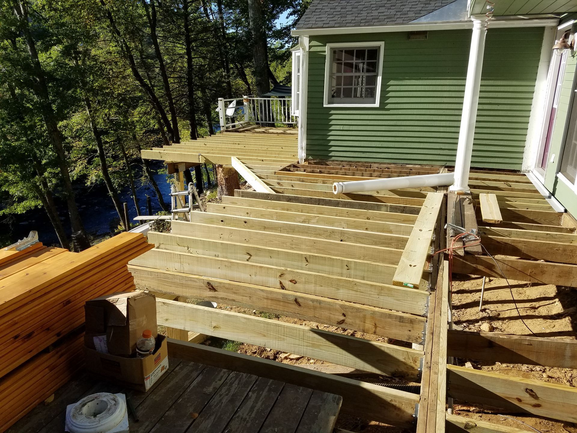 A deck construction​ in Glastonbury CT in progress - Exteriors of CT hard at work