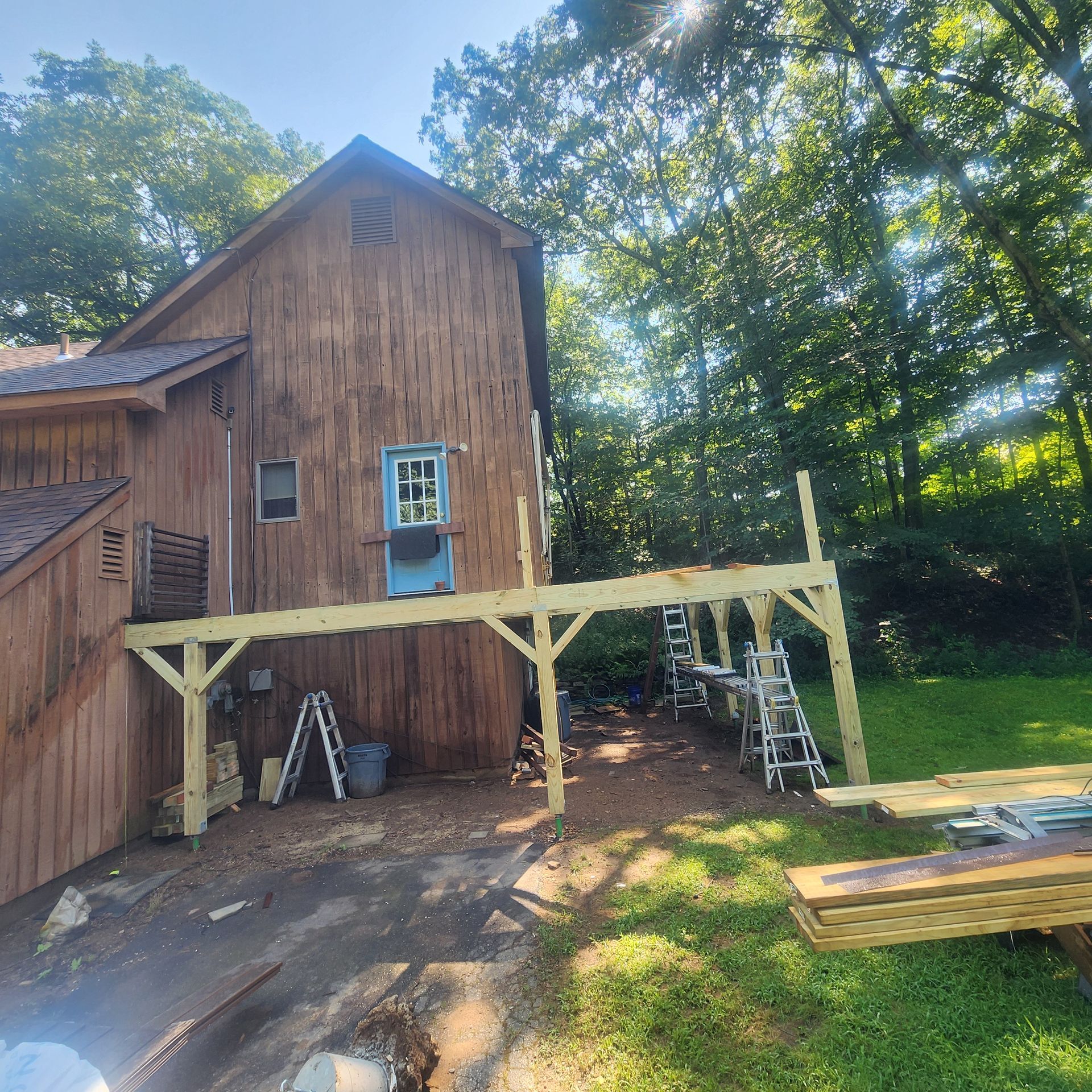 A deck construction​ in Glastonbury CT in progress - Exteriors of CT hard at work