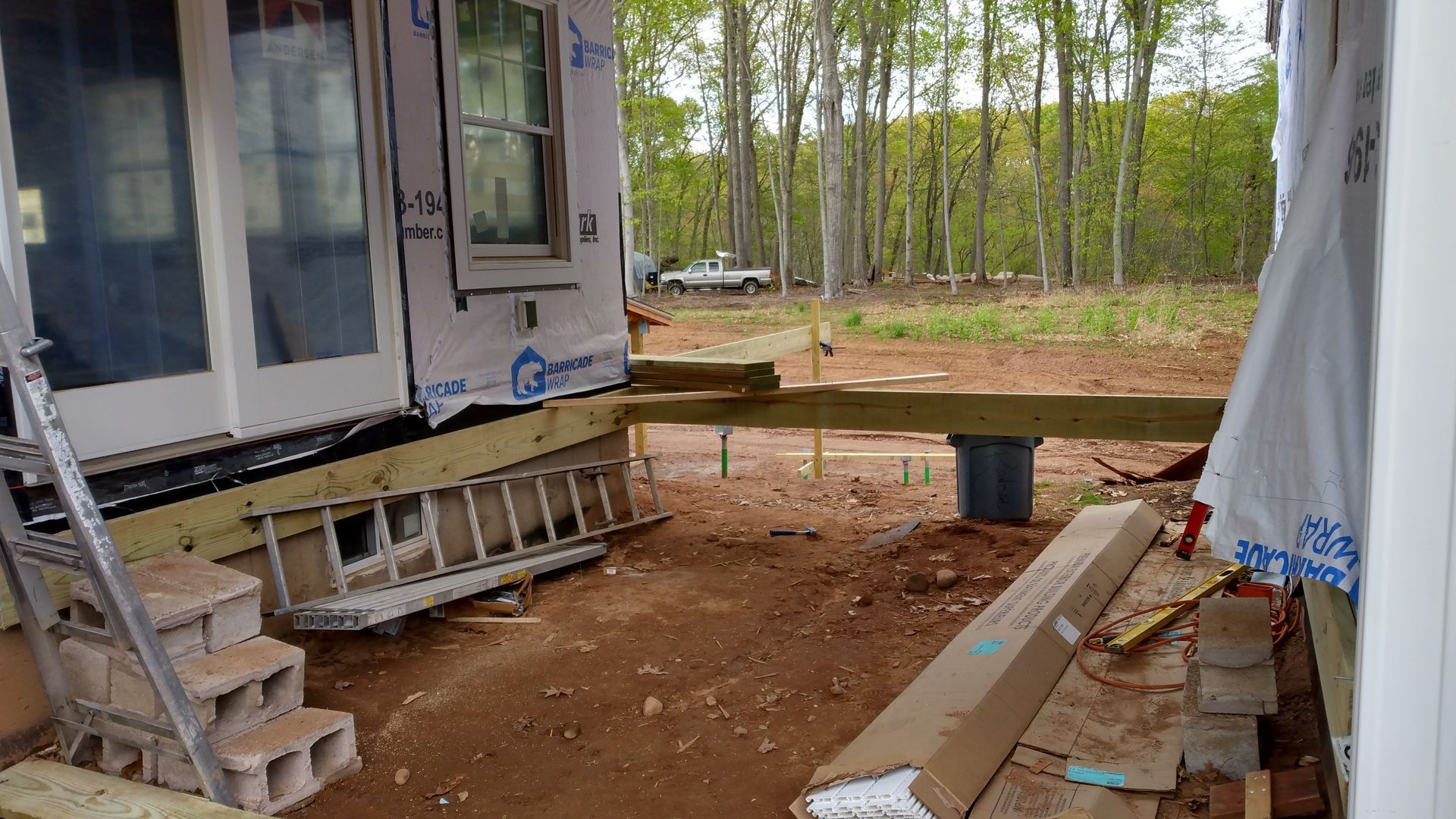 A wooden deck installation​ in Glastonbury CT in progress - Exteriors of CT hard at work