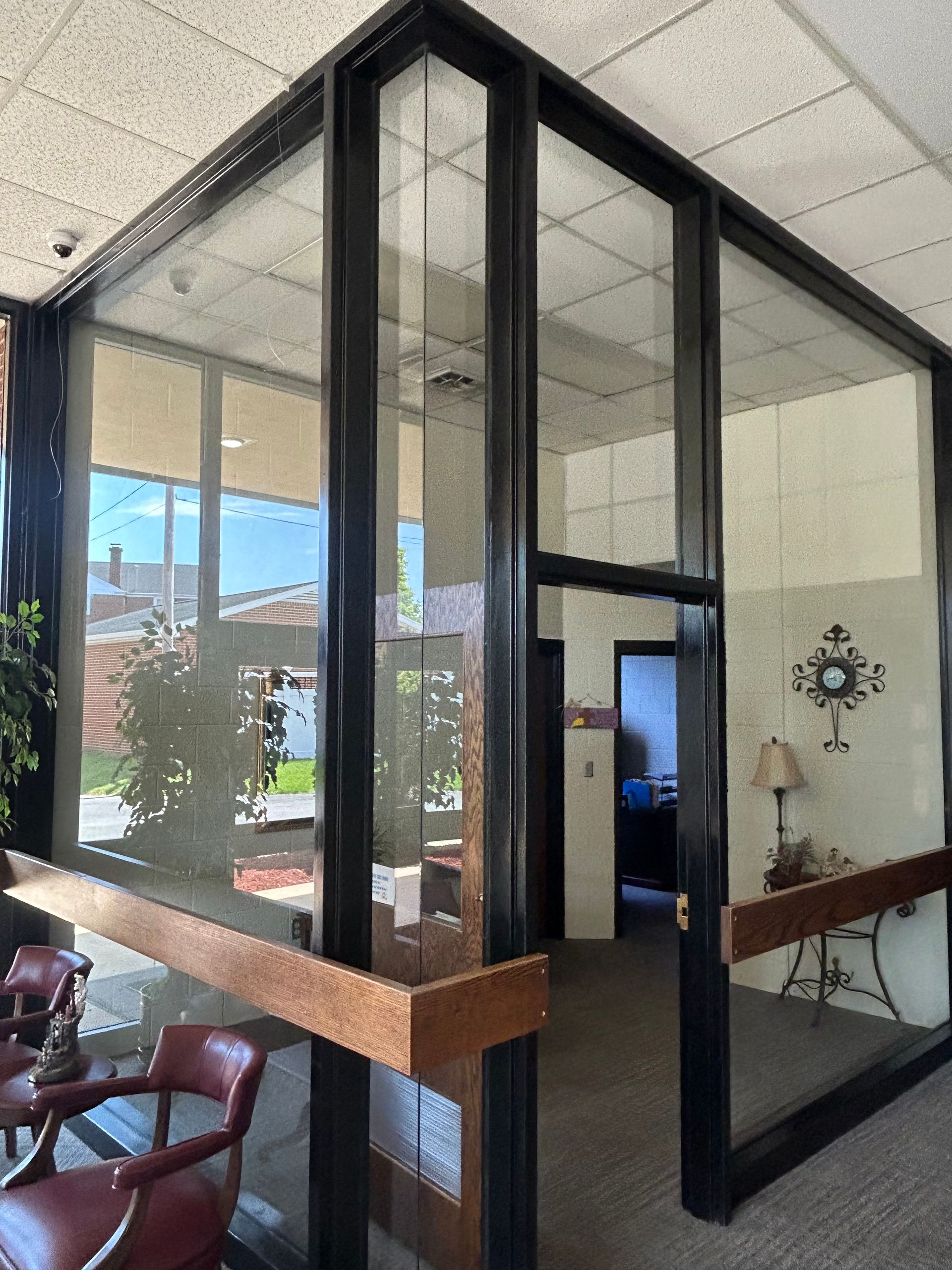 cleaned windows in an office