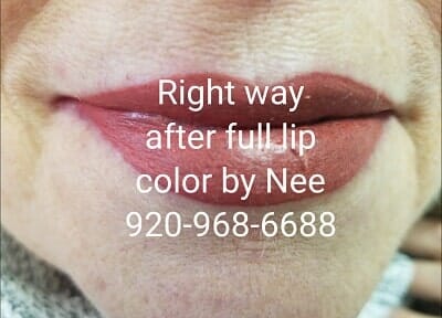 after lip color - cosmetic lip color tattooing in Appleton, WI