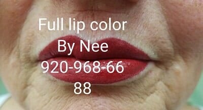 full lip color - cosmetic lip color tattooing in Appleton, WI