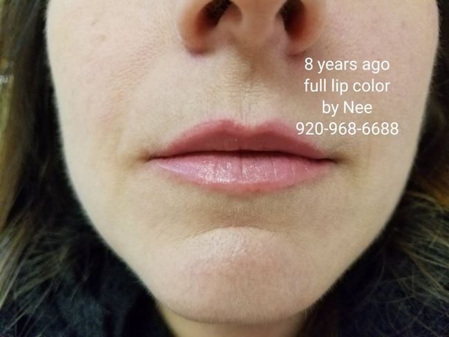 8 years after full lip color - cosmetic lip color tattooing in Appleton, WI