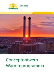 Collage: Bouwvakker, graafmachine, leidingen, gebouw met airconditioning. Tekst: 