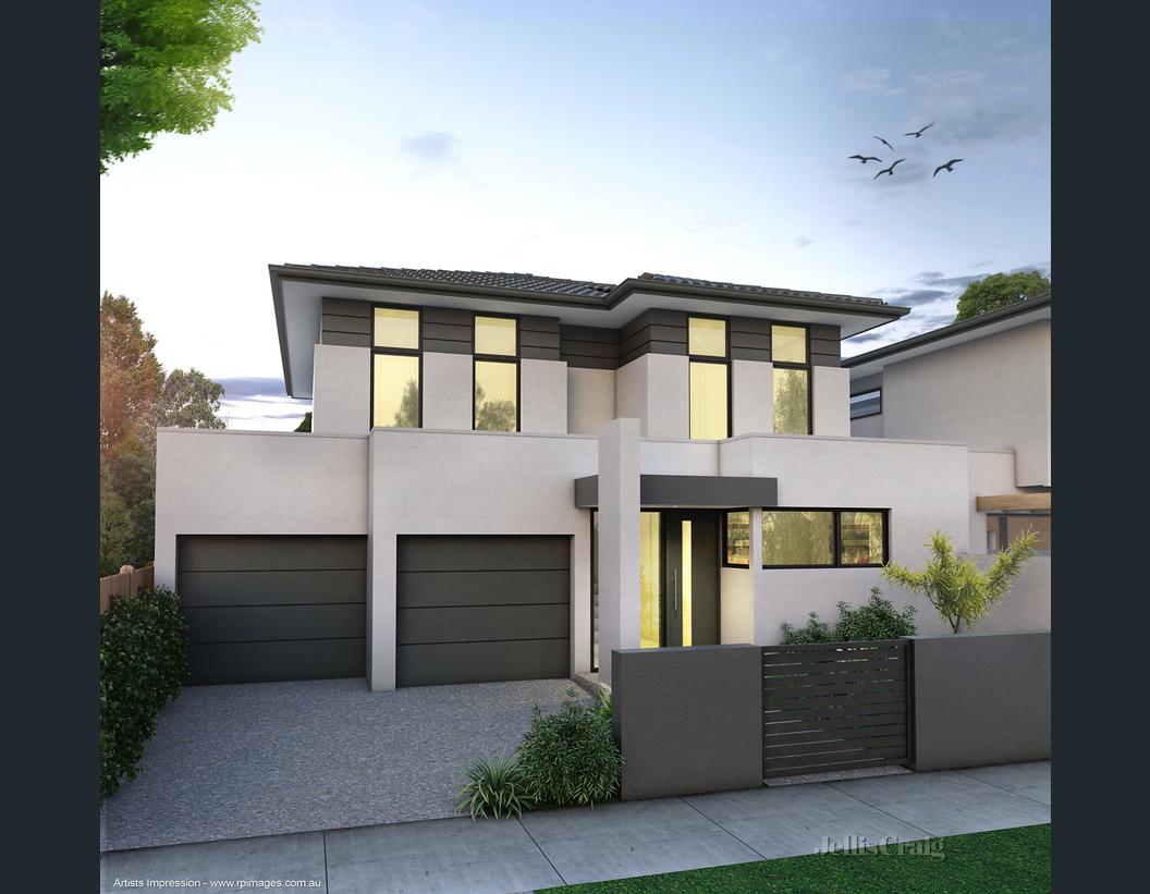 An artist 's impression of a house with two garages.