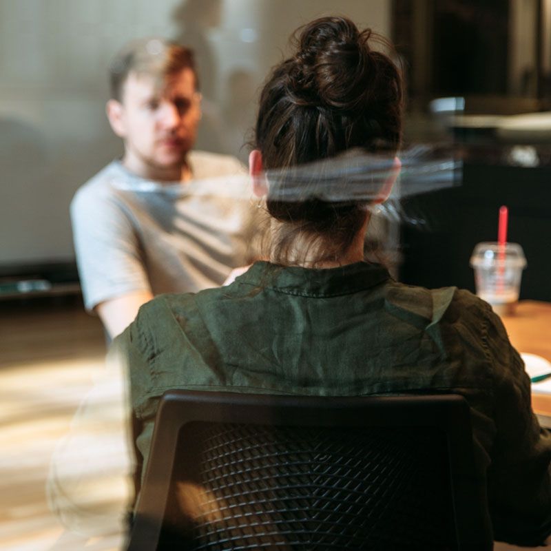 Two people having a casual meeting