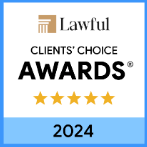 A logo for the lawful clients choice awards.