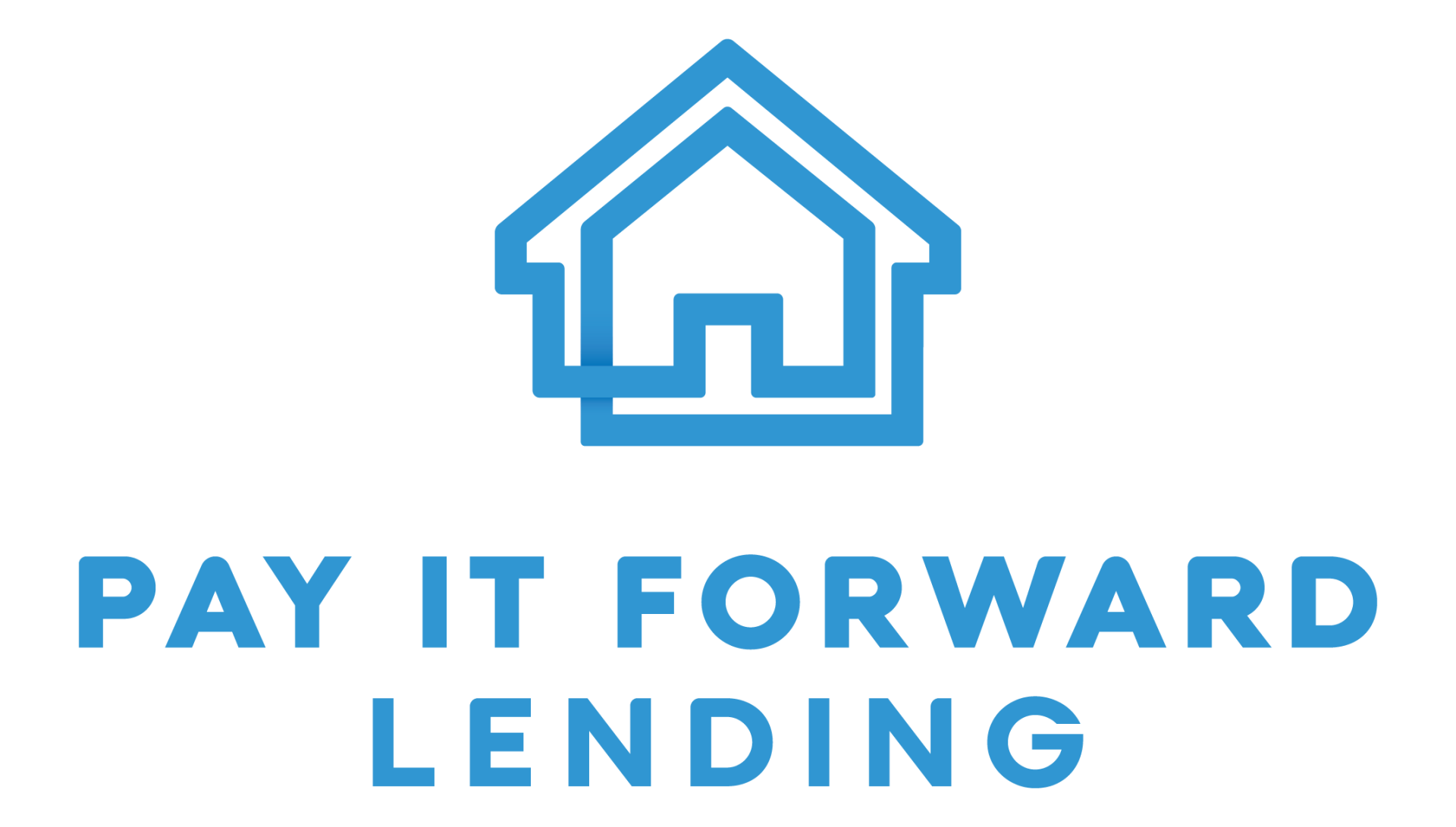 PIF Lending Logo in light blue with Pay It Forward written words and blue house outline