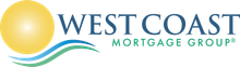 The logo for west coast mortgage group shows a sun and waves.