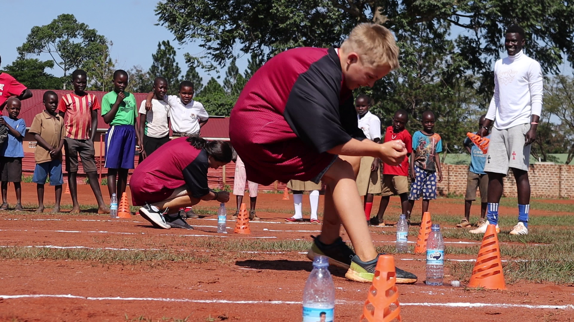 Kids playing during physical education exercise