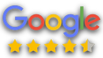 Ein Google-Logo mit 4,5 Sternen darauf, als Bewertung von Clean Factory