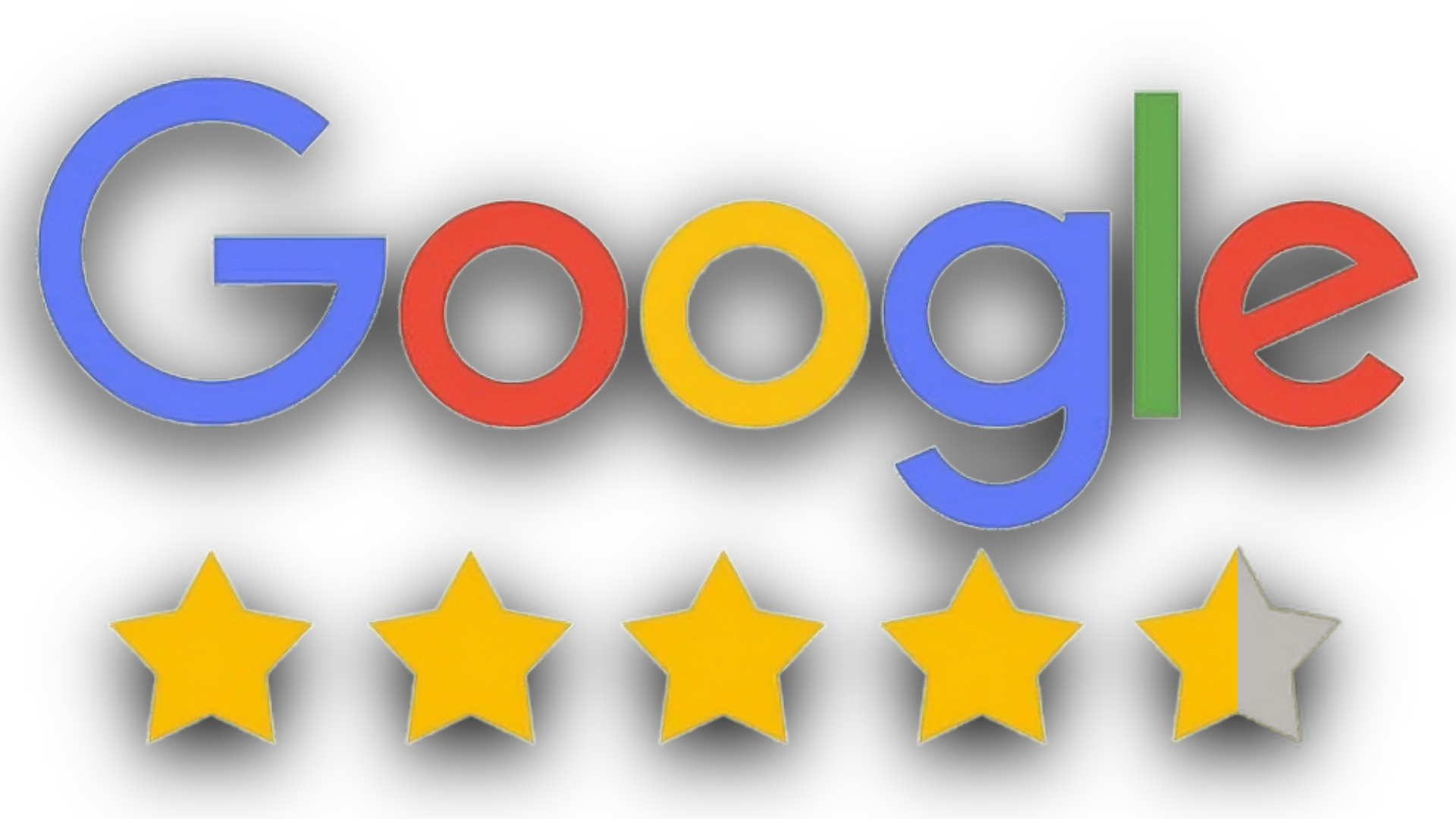 Ein Google-Logo mit 4,5 Sternen darauf, als Bewertung von Clean Factory