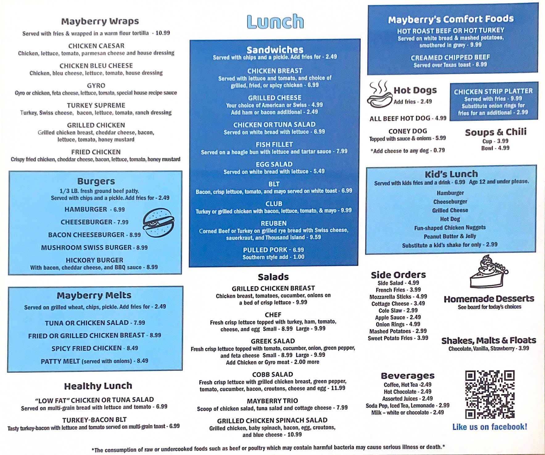 Mayberry Diner Menu - Page 2 - Sylvania and Toledo Ohio