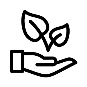 Icona di una mano con delle foglioline