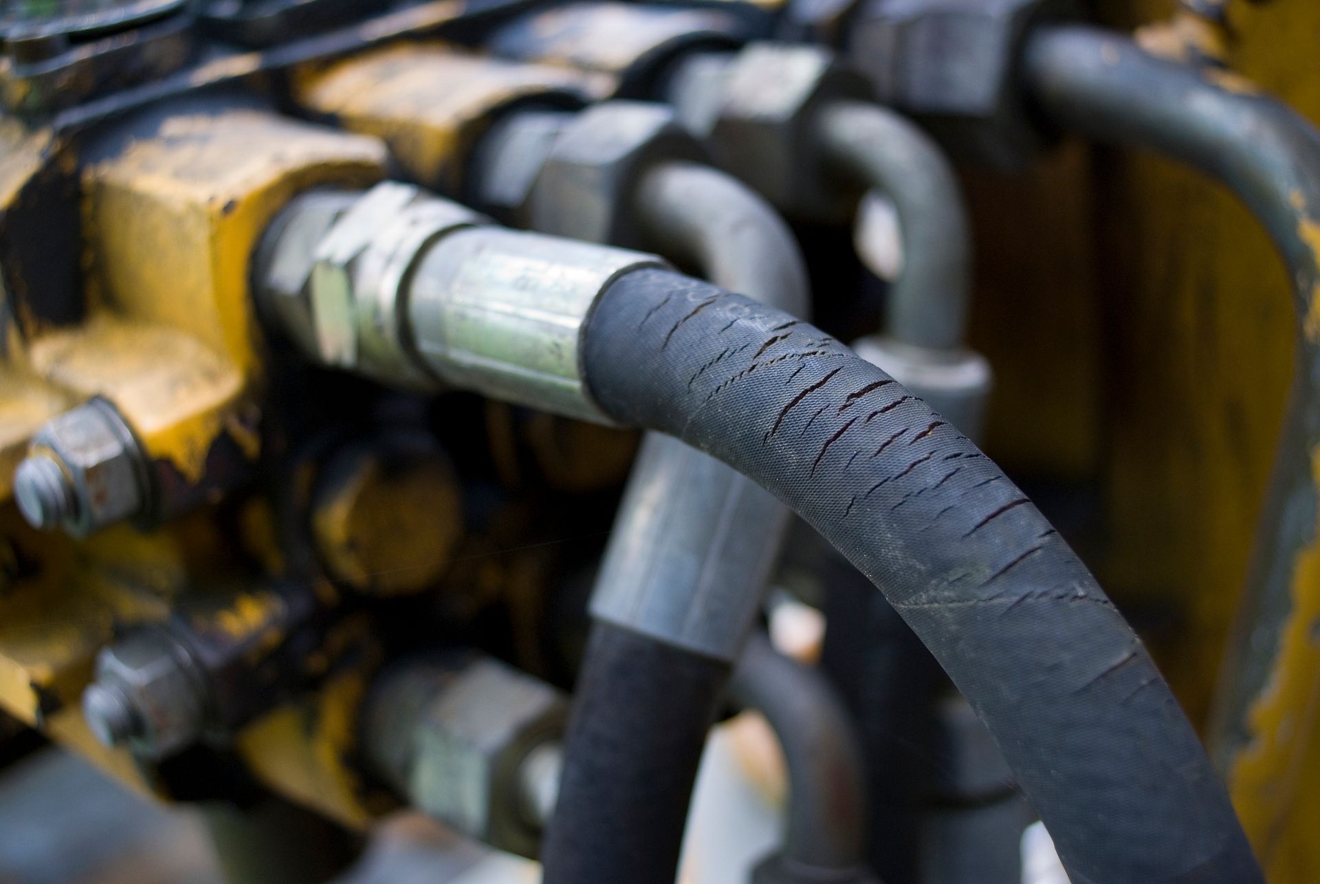 Close up of hydraulic hose, showcasing quality and precision for hydraulic hose repair services.
