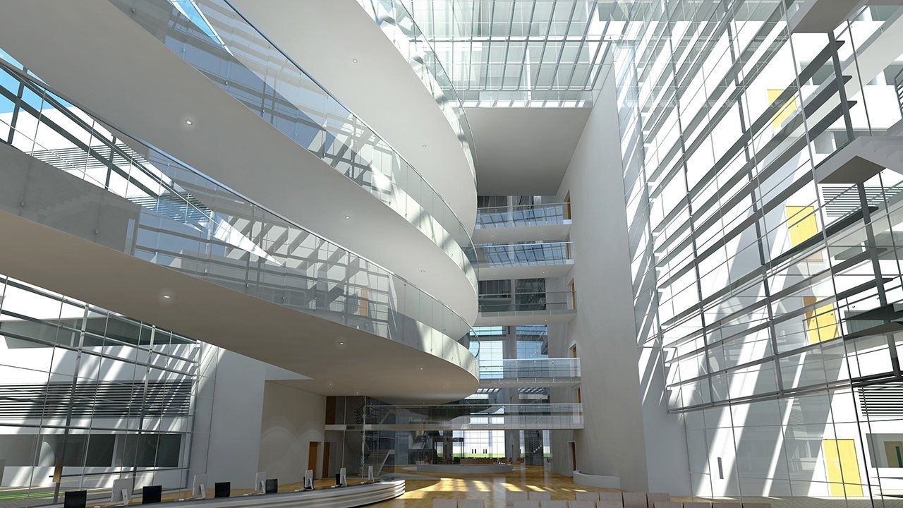 Light shining through building