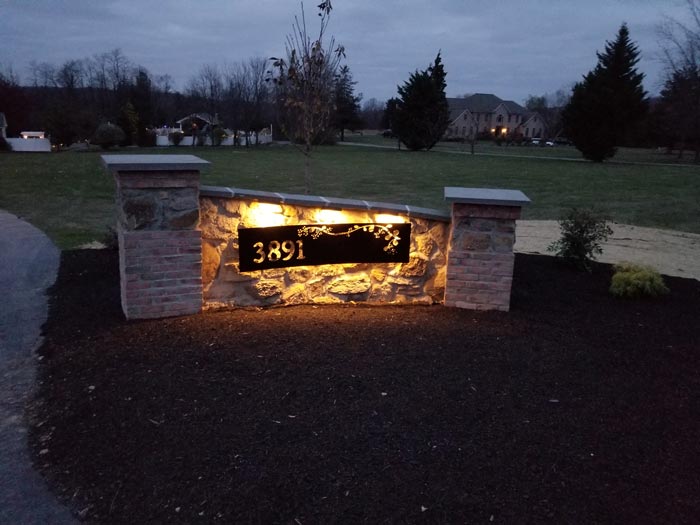 Lighting on House Address Plate — Red Lion, PA — Garden Creations LLC