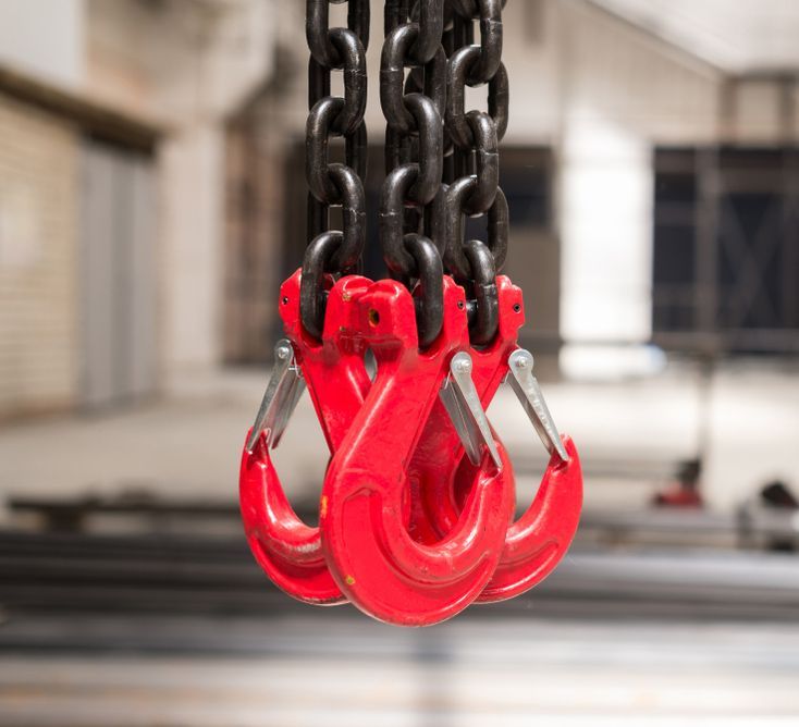Three Red Crane Hooks On A Thick Chain — Bearfast Bearquip In Moree NSW
