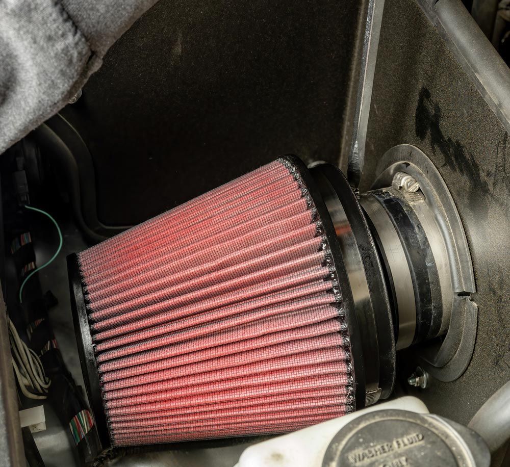 Truck Air Filter Red In Color And Cone Shaped — Bearfast Bearquip In Taminda NSW
