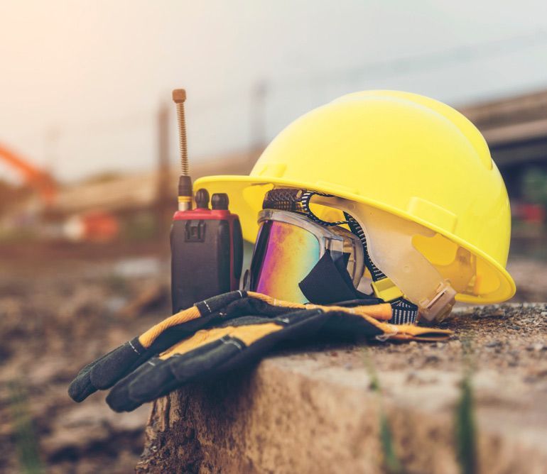 Yellow Helmets, Gloves, Radio Communication And Safety Glasses — Bearfast Bearquip In Tamworth NSW